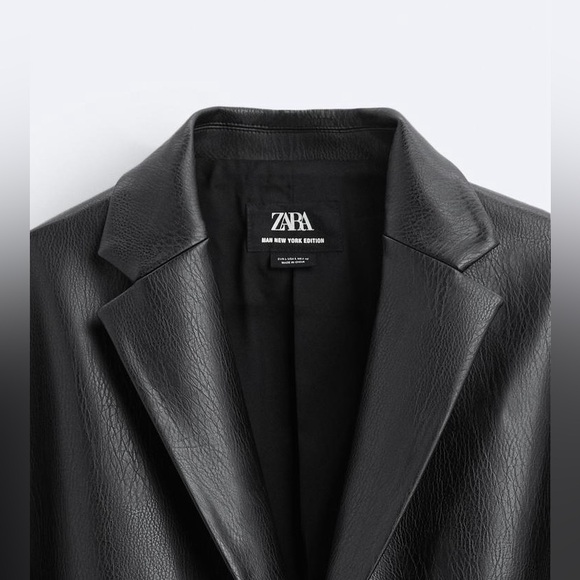 NWT. Zara Man Limited Edition Black Faux Leather Oversized Blazer. Size S. - Picture 6 of 9